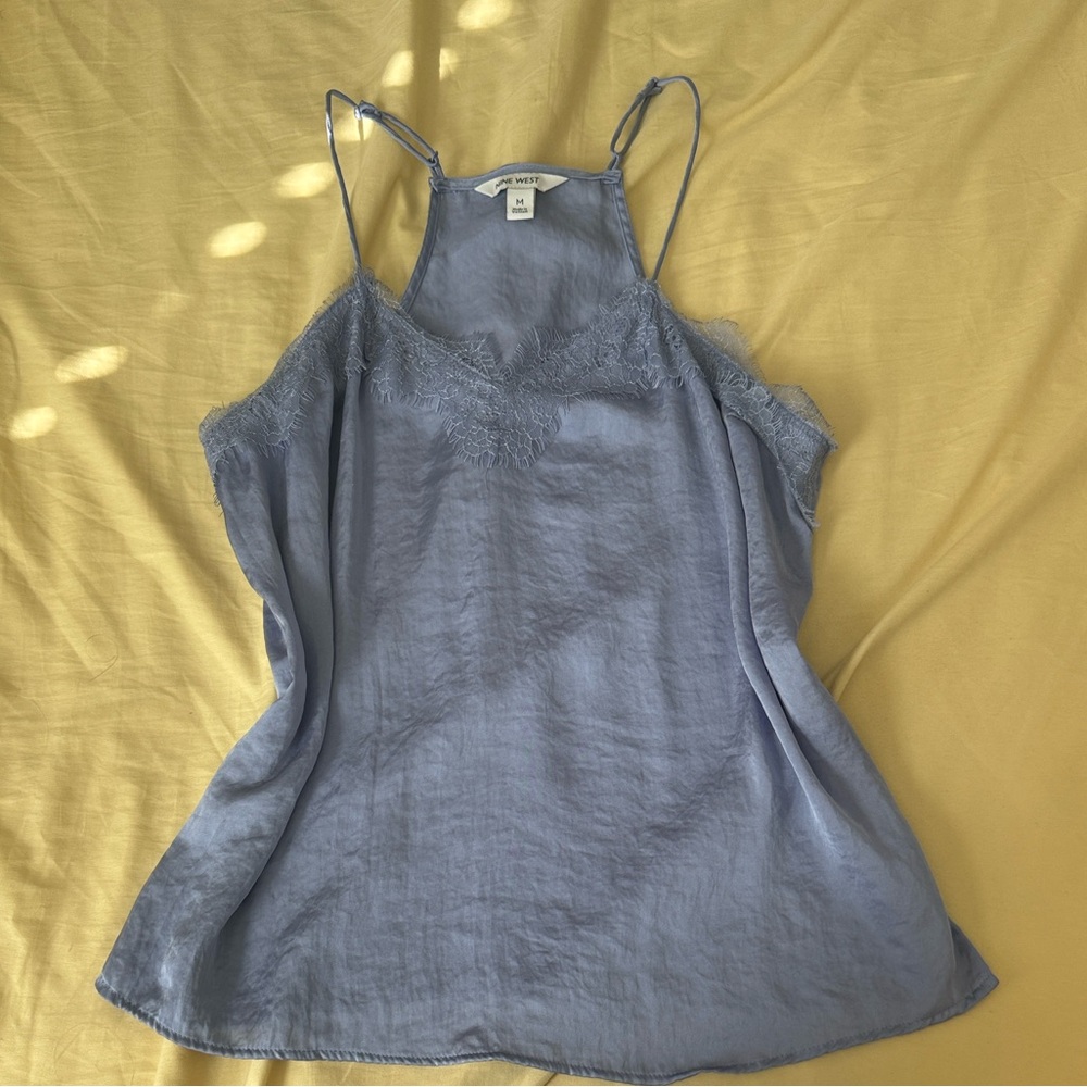 Light Blue Lace Trim Cami Top